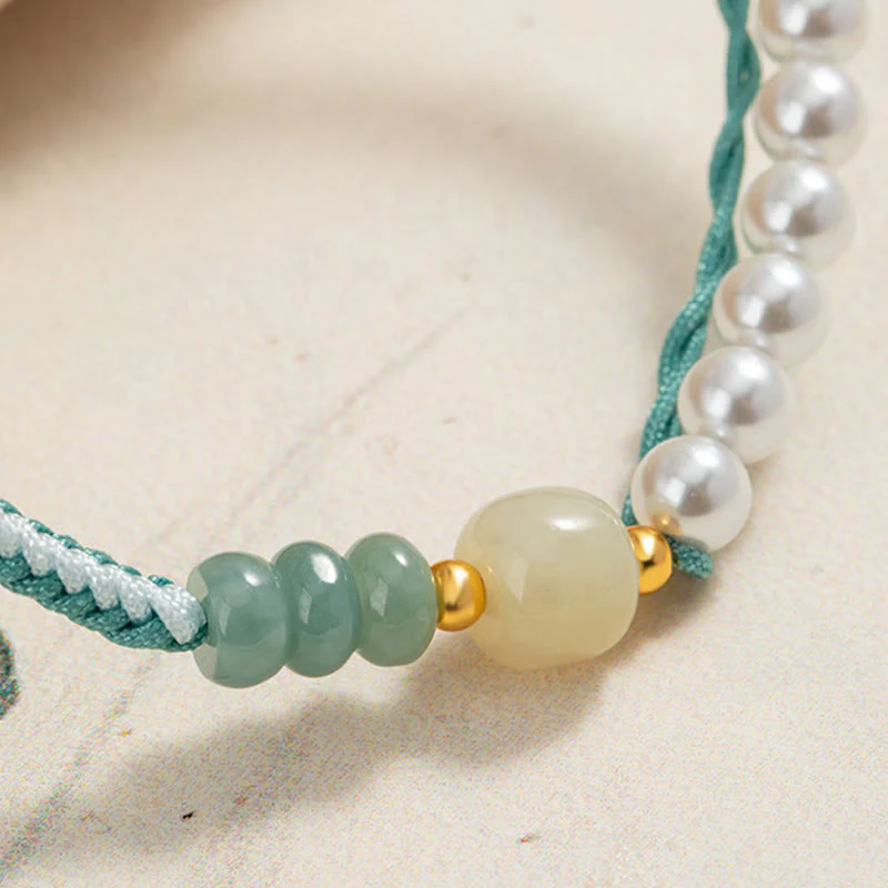 Hetian Jade Sterling Silver & Pearl Abundance Bracelet - Image 2