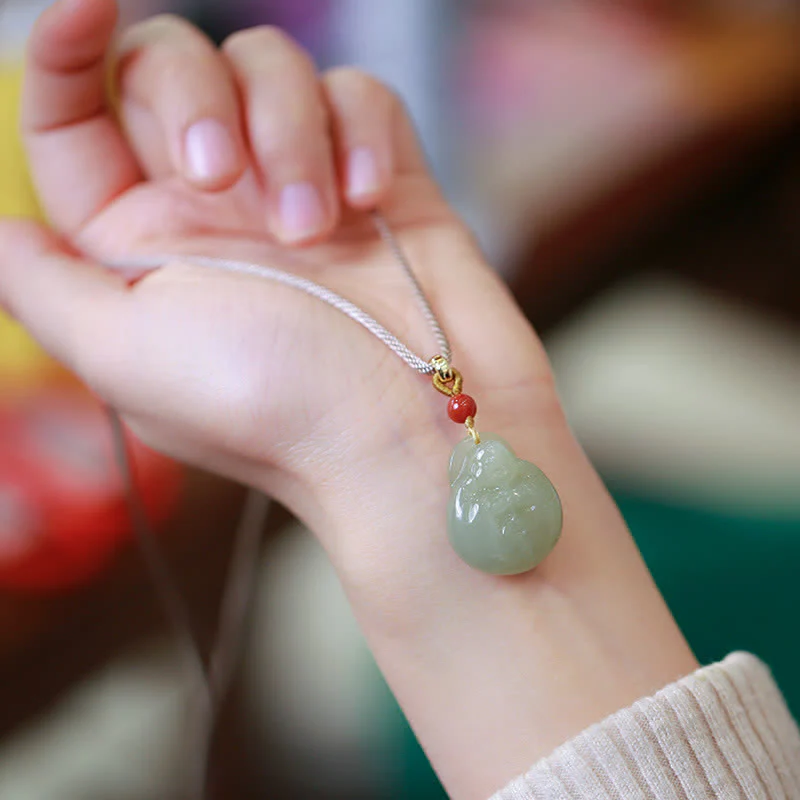 Hetian Jade Wealth Prosperity Necklace With Laughing Buddha Pendant - Image 2