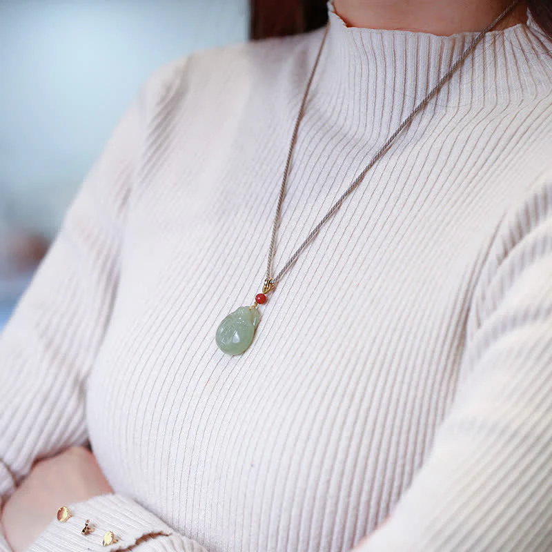 Hetian Jade Wealth Prosperity Necklace With Laughing Buddha Pendant - Image 4
