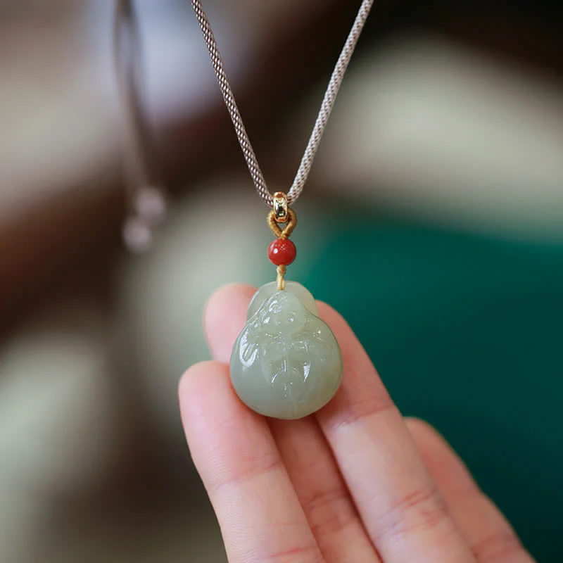 Hetian Jade Wealth Prosperity Necklace With Laughing Buddha Pendant - Image 5