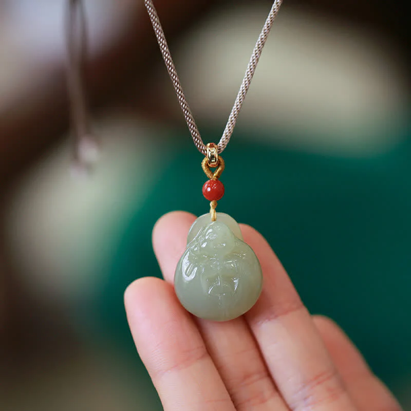 Hetian Jade Wealth Prosperity Necklace With Laughing Buddha Pendant - Image 6