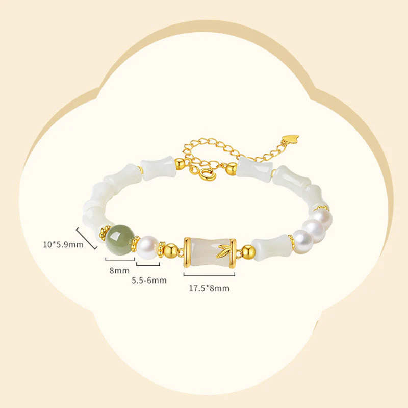 Hetian White Jade Bracelet | Sterling Silver Bamboo Luck Blessing - Image 11