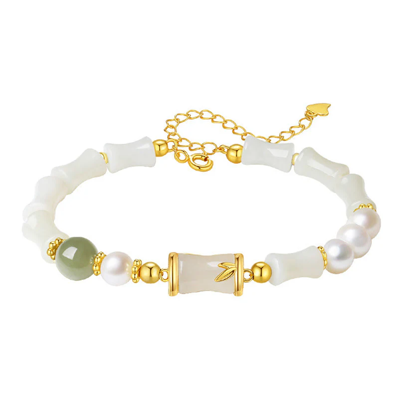 Hetian White Jade Bracelet | Sterling Silver Bamboo Luck Blessing - Image 12