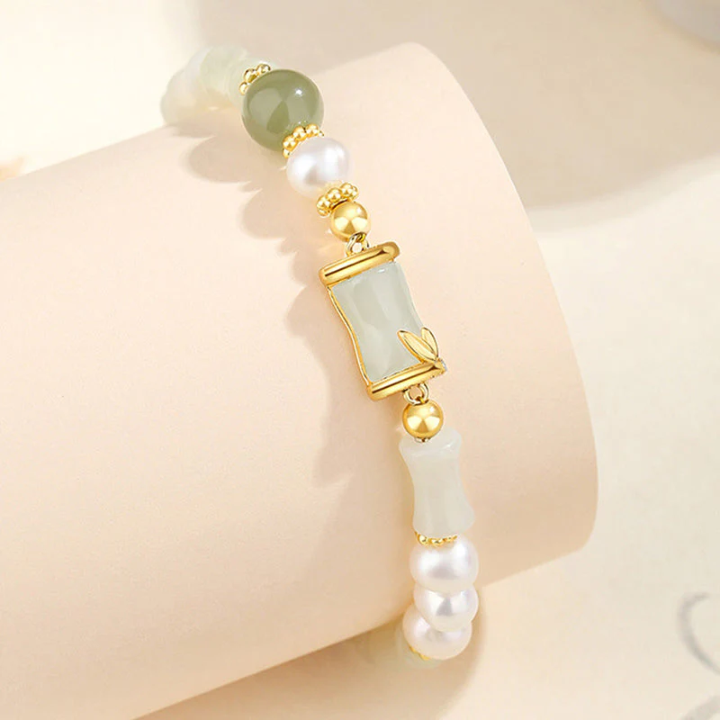 Hetian White Jade Bracelet | Sterling Silver Bamboo Luck Blessing - Image 3