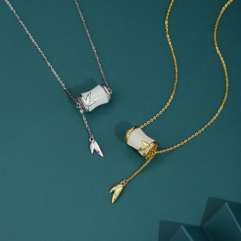 Hetian White Jade Luck Necklace & Bracelet | Sterling Silver & 22K Gold - Image 2