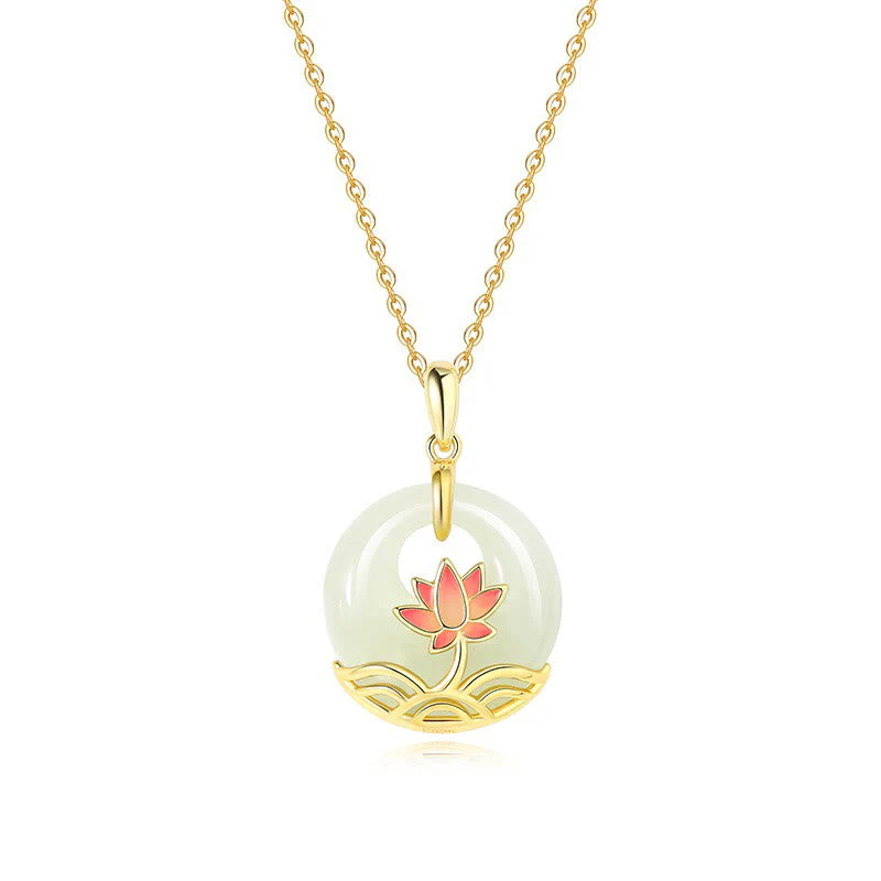 Hetian White Jade Lotus Flower Protection Necklace - Image 11