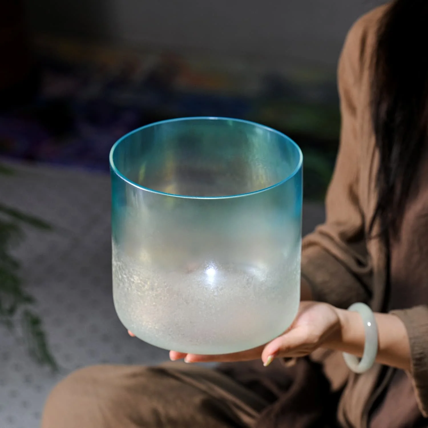 Ice Green Crystal Singing Bowl for Sound Meditation - Image 2