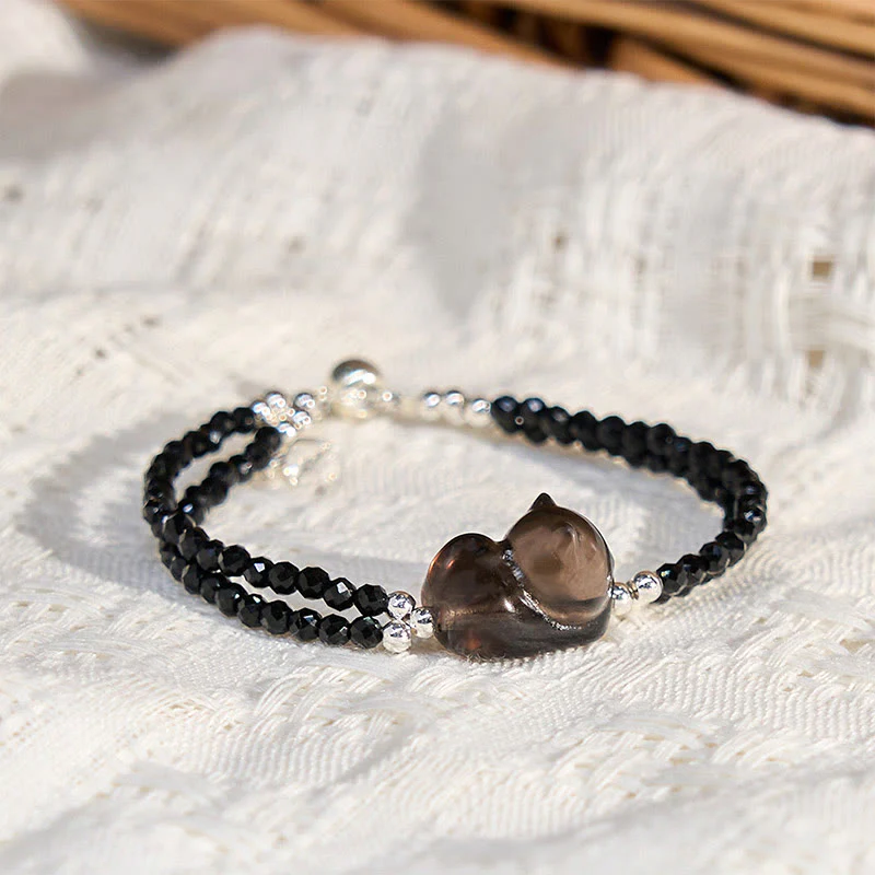 16cm Ice Obsidian Black Spinel Courage Bracelet for Women
