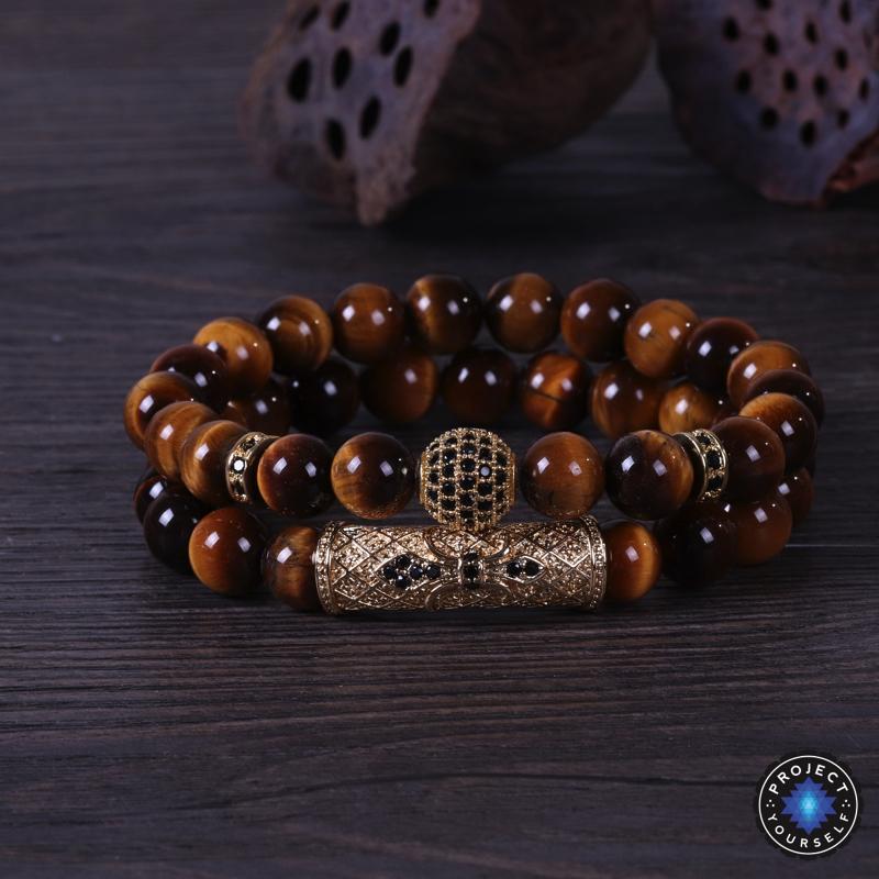 Tiger Eye & Black Agate Beaded Bracelets - Image 2