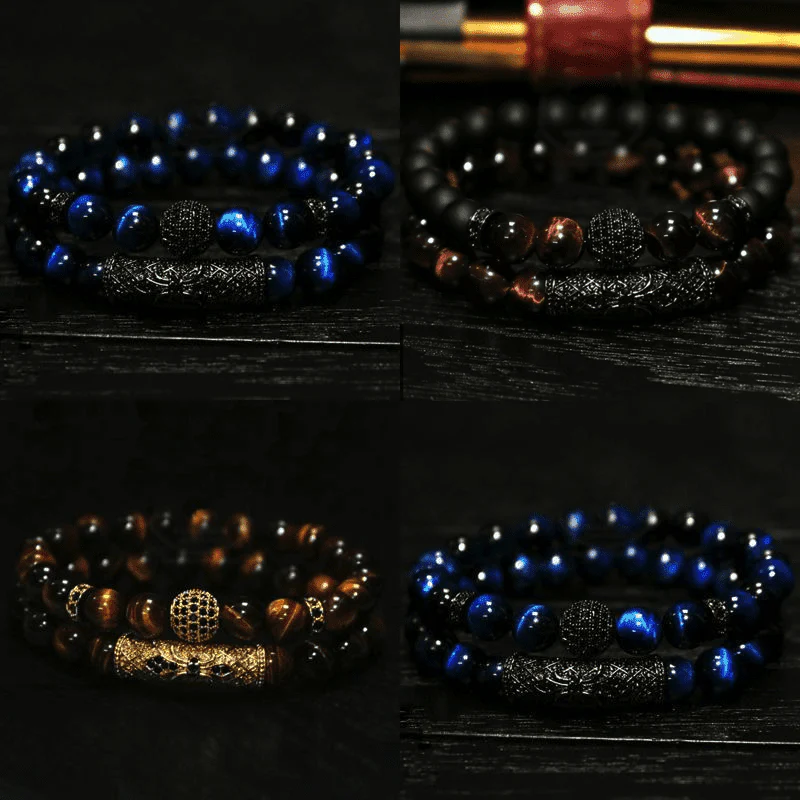 Tiger Eye & Black Agate Beaded Bracelets - Image 3