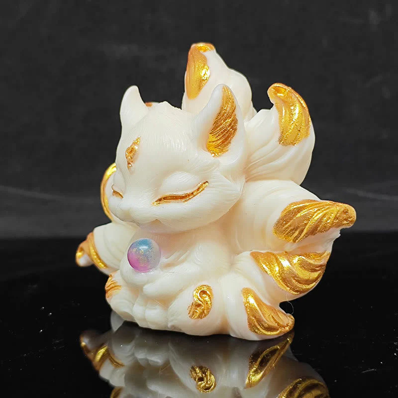 Ivory Fruit Nine-Tailed Fox Carving 7.5cm Figurine - Image 2