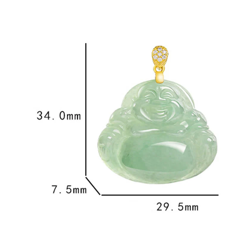 Jade Laughing Buddha Necklace in 925 Sterling Silver for Prosperity - Image 10