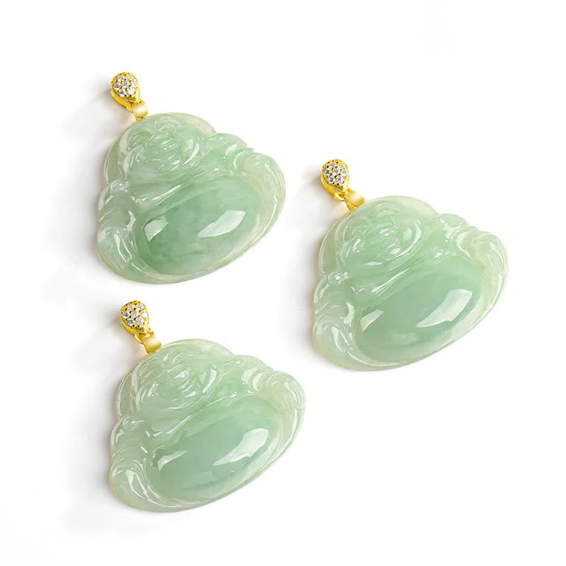 Jade Laughing Buddha Necklace in 925 Sterling Silver for Prosperity - Image 7