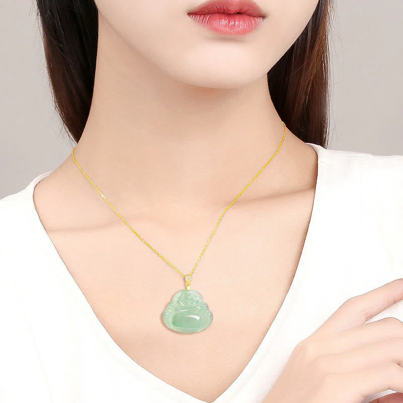 Jade Laughing Buddha Necklace in 925 Sterling Silver for Prosperity - Image 8