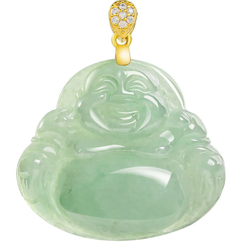 Jade Laughing Buddha Necklace in 925 Sterling Silver for Prosperity - Image 9