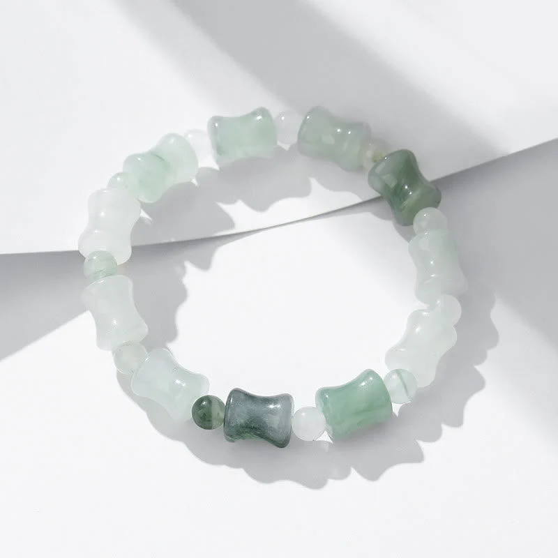 Jade Coconut Shell Bamboo Pattern Abundance Bracelet - Image 2