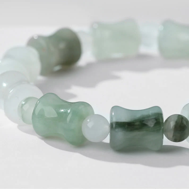 Jade Coconut Shell Bamboo Pattern Abundance Bracelet - Image 4