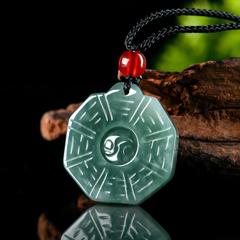 Natural Jade Feng Shui Bagua Yin Yang Prosperity Necklace - Image 2
