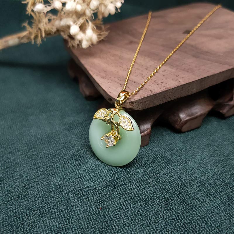 Unisex Jade Leaf Blessing Necklace for Prosperity & Luck - Image 4