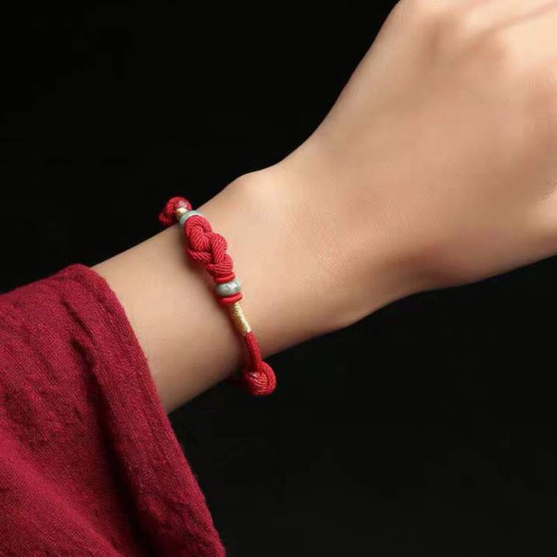 Adjustable Jade Luck Bracelet | Red String Fortune Knot - Image 2