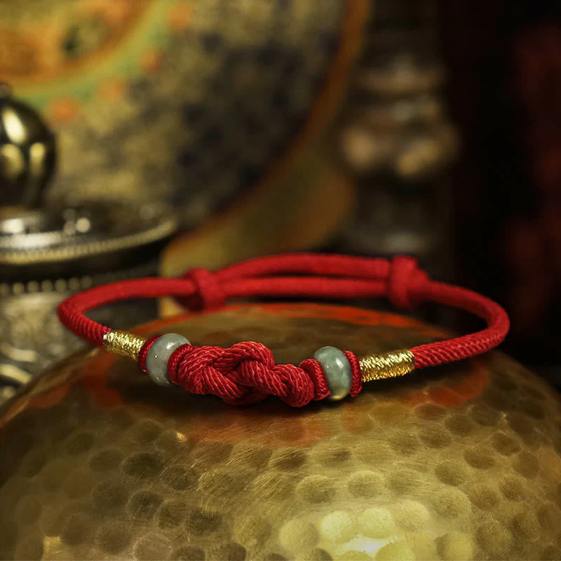 Adjustable Jade Luck Bracelet | Red String Fortune Knot - Image 4