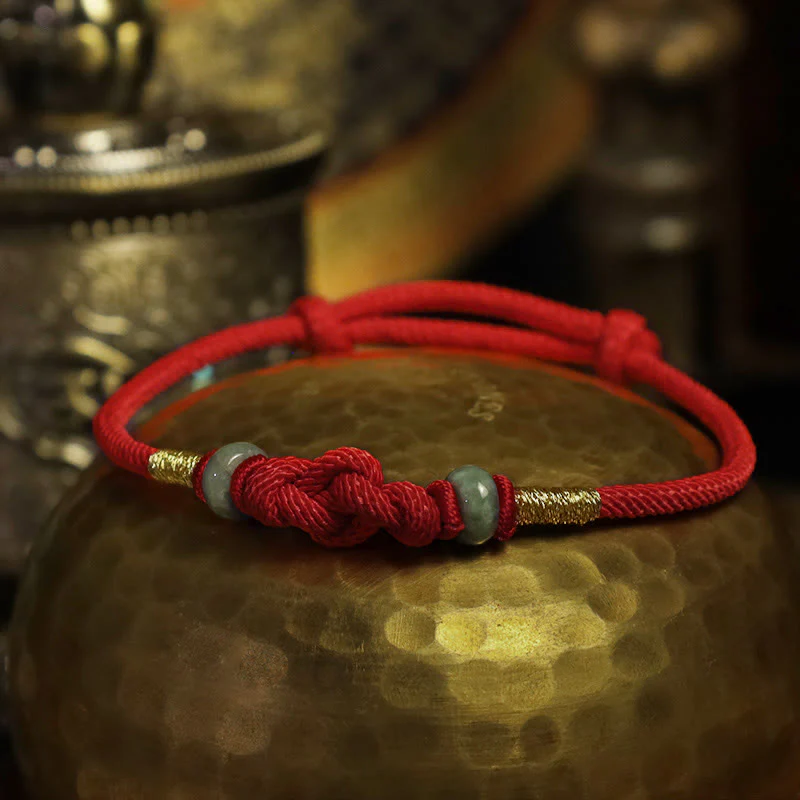 Adjustable Jade Luck Bracelet | Red String Fortune Knot - Image 5