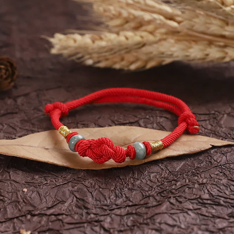 Adjustable Jade Luck Bracelet | Red String Fortune Knot - Image 6