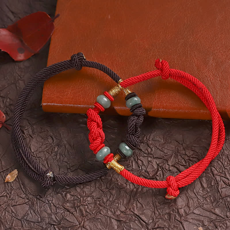 Adjustable Jade Luck Bracelet | Red String Fortune Knot - Image 8