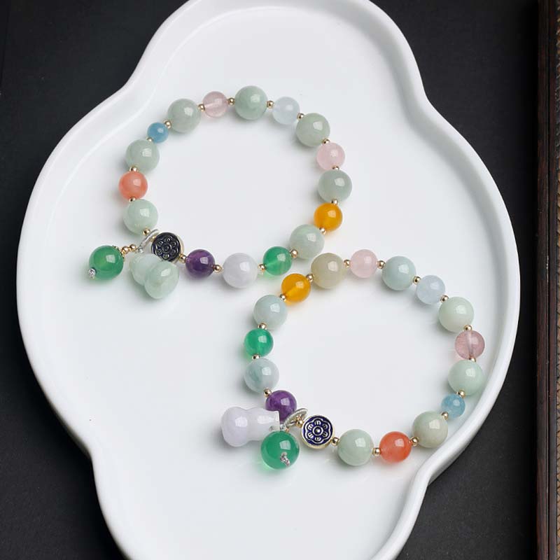 10mm Jade Lucky Bracelet with Pink Crystal for Prosperity - Image 4