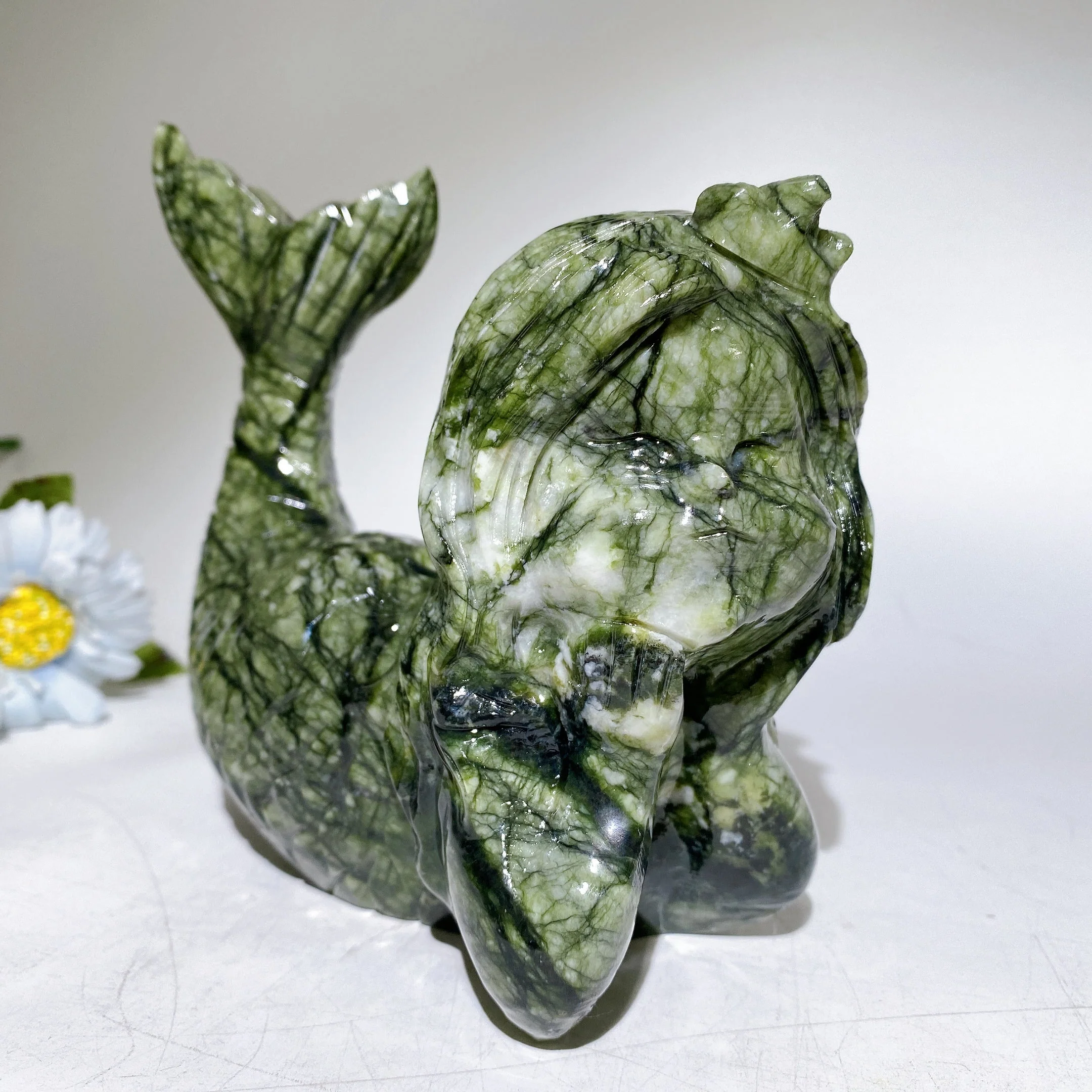18cm Jade Mermaid Crystal Figure for Energy Healing - Image 4