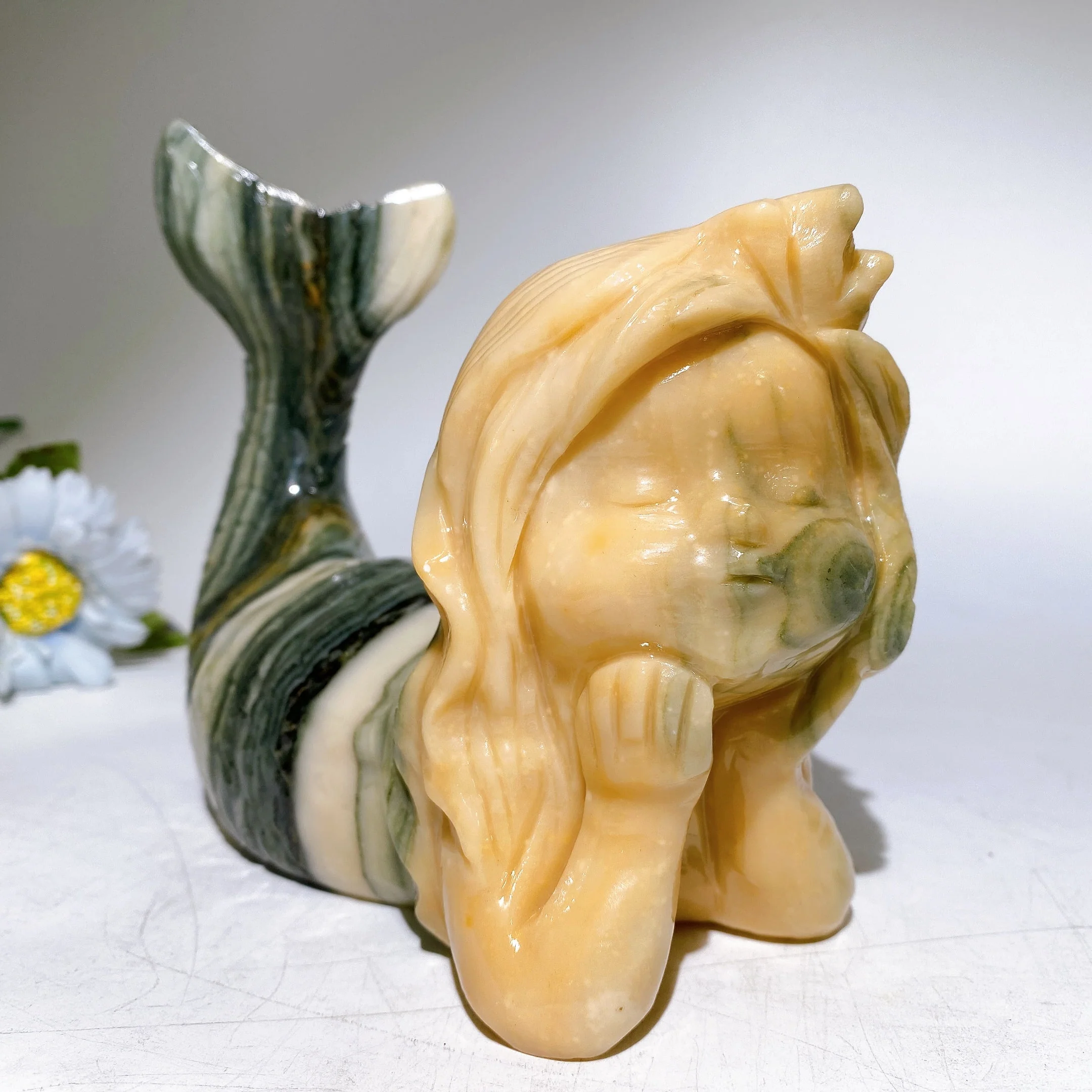 18cm Jade Mermaid Crystal Figure for Energy Healing - Image 5