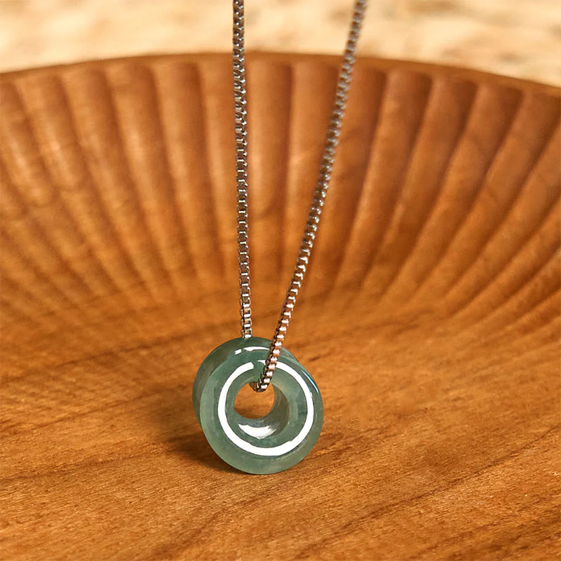 Jade Necklace Pendant with Double Peace Buckle for Prosperity - Image 8