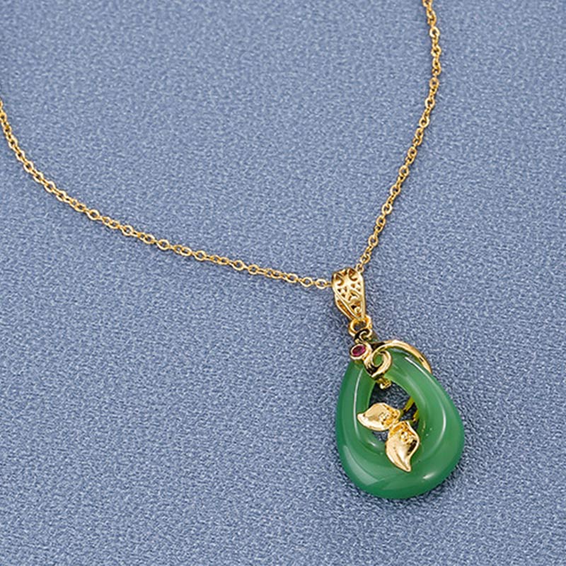 Jade Oval Pattern Blessing Fortune Necklace - Image 2