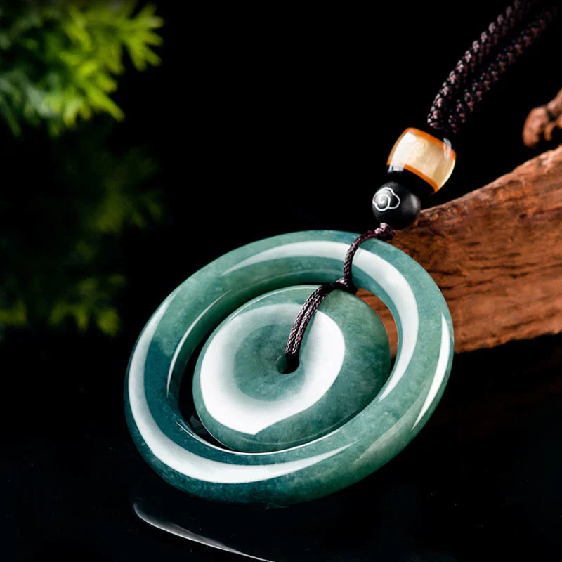 Jade Peace Buckle Necklace | Luck & Prosperity Pendant - Image 4