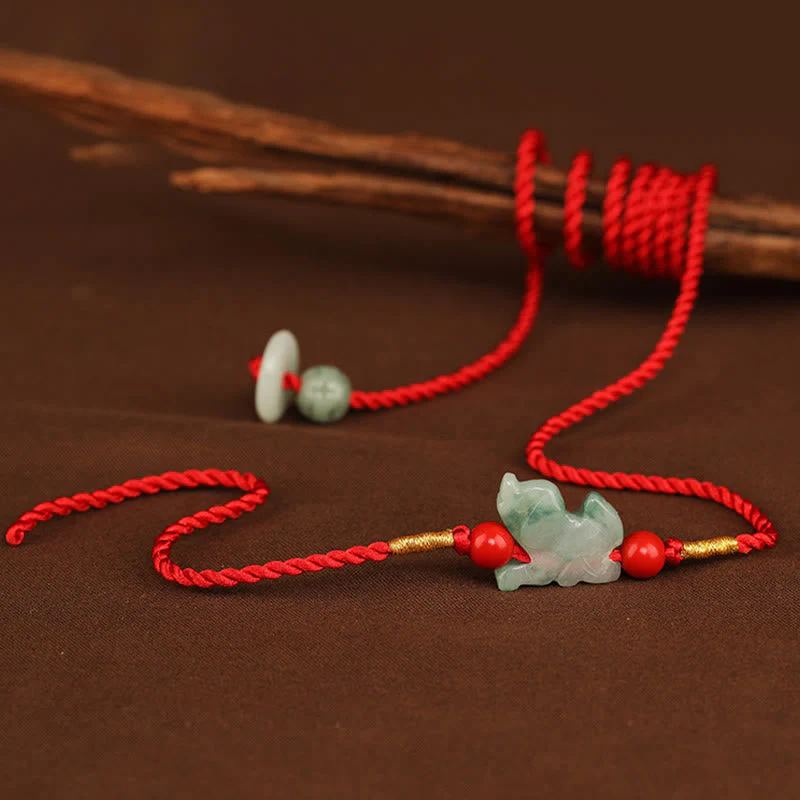 Jade Peace Buckle Red String Belly Chain for Spiritual Protection - Image 16