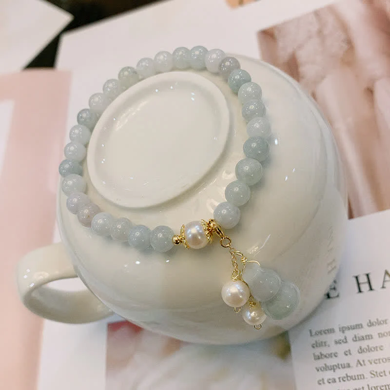 6mm Jade Pearl Prosperity Luck Bracelet - Image 3