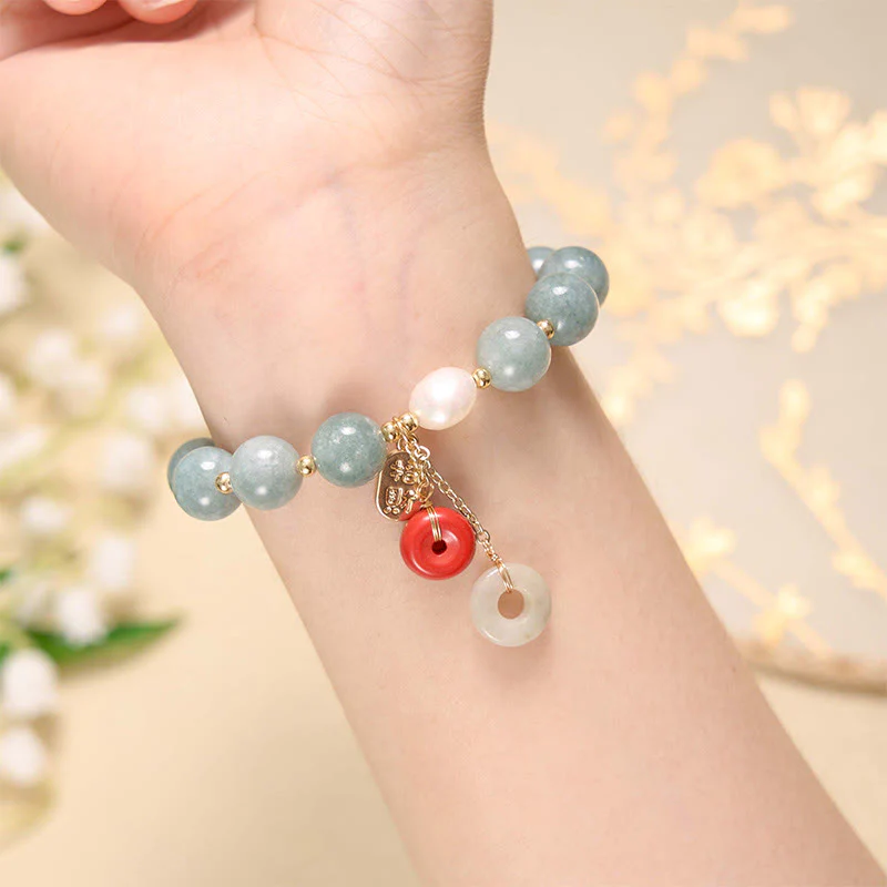 Jade Red Agate Peace Buckle Confidence Bracelet