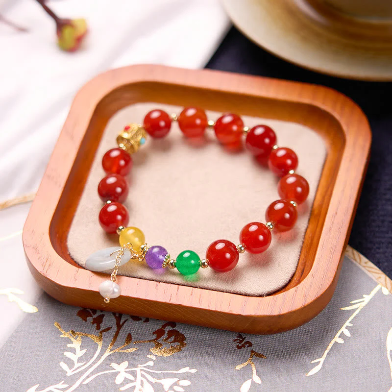 Jade Red Agate Peace Buckle Confidence Bracelet - Image 14
