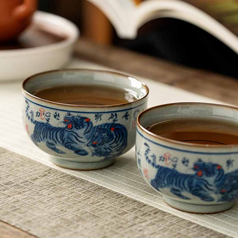 Jingdezhen Hand Painted Tiger Ceramic Teacup 140ml - Image 11