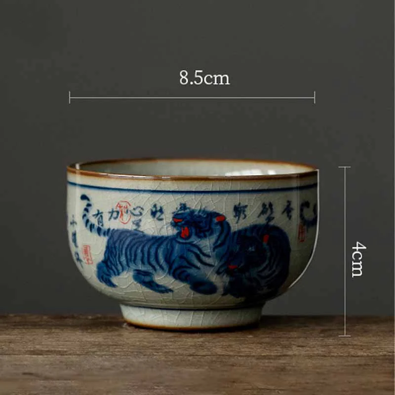 Jingdezhen Hand Painted Tiger Ceramic Teacup 140ml - Image 12