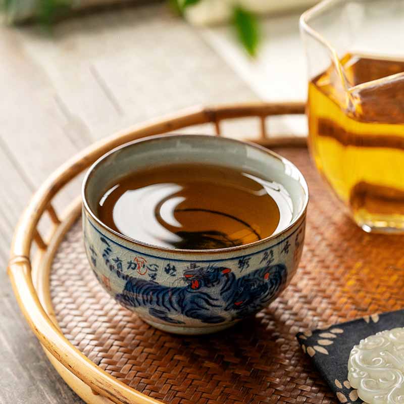 Jingdezhen Hand Painted Tiger Ceramic Teacup 140ml - Image 13
