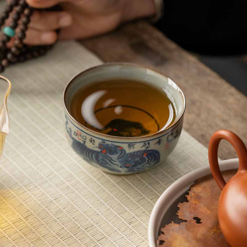 Jingdezhen Hand Painted Tiger Ceramic Teacup 140ml - Image 14