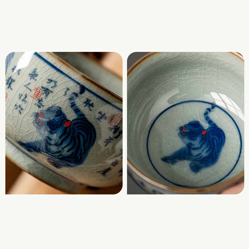 Jingdezhen Hand Painted Tiger Ceramic Teacup 140ml - Image 15