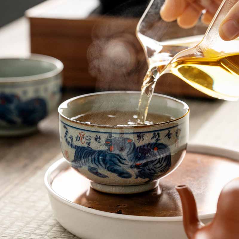 Jingdezhen Hand Painted Tiger Ceramic Teacup 140ml - Image 3