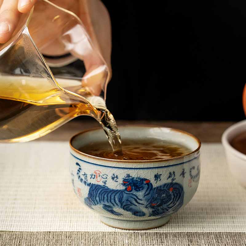 Jingdezhen Hand Painted Tiger Ceramic Teacup 140ml - Image 4