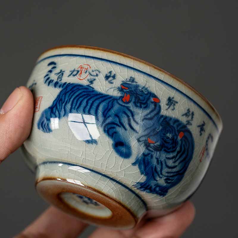 Jingdezhen Hand Painted Tiger Ceramic Teacup 140ml - Image 5