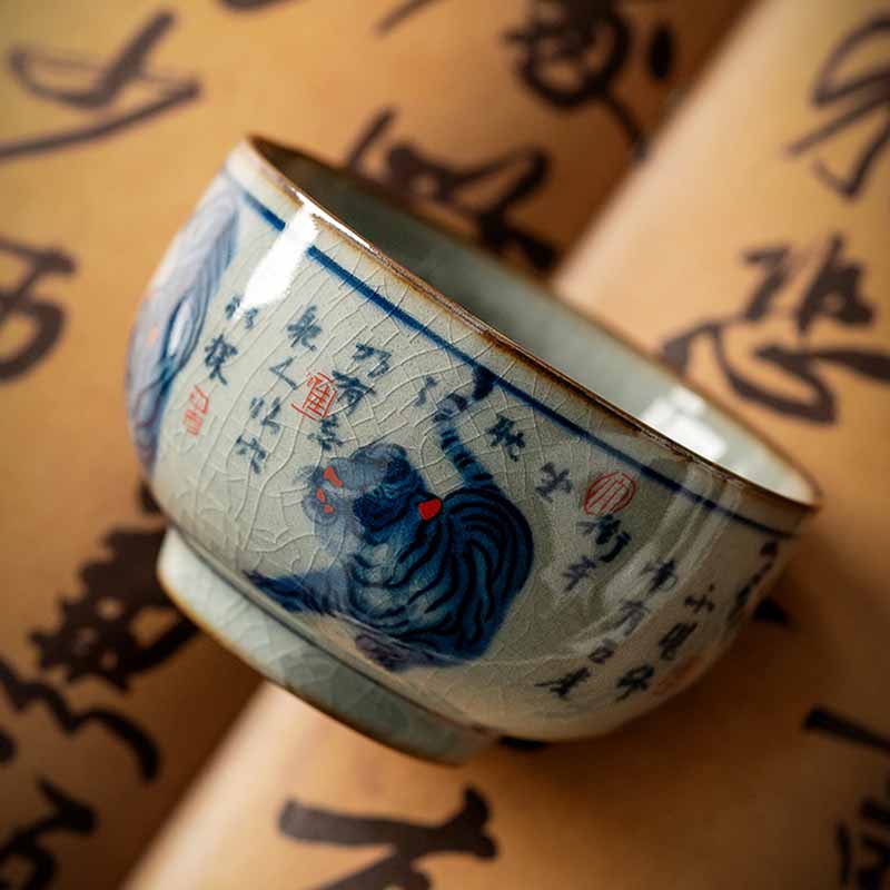 Jingdezhen Hand Painted Tiger Ceramic Teacup 140ml - Image 6