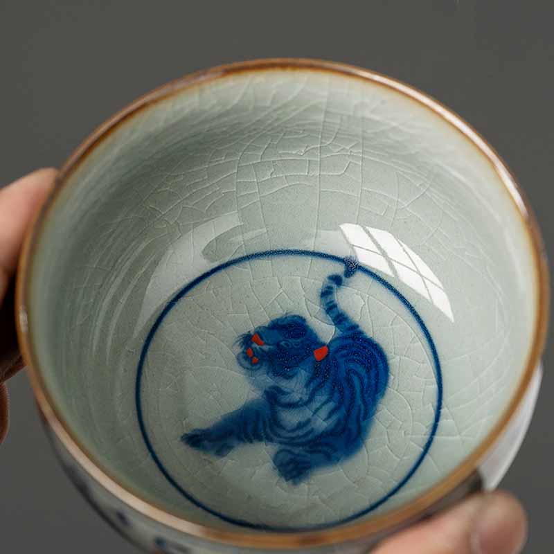 Jingdezhen Hand Painted Tiger Ceramic Teacup 140ml - Image 7
