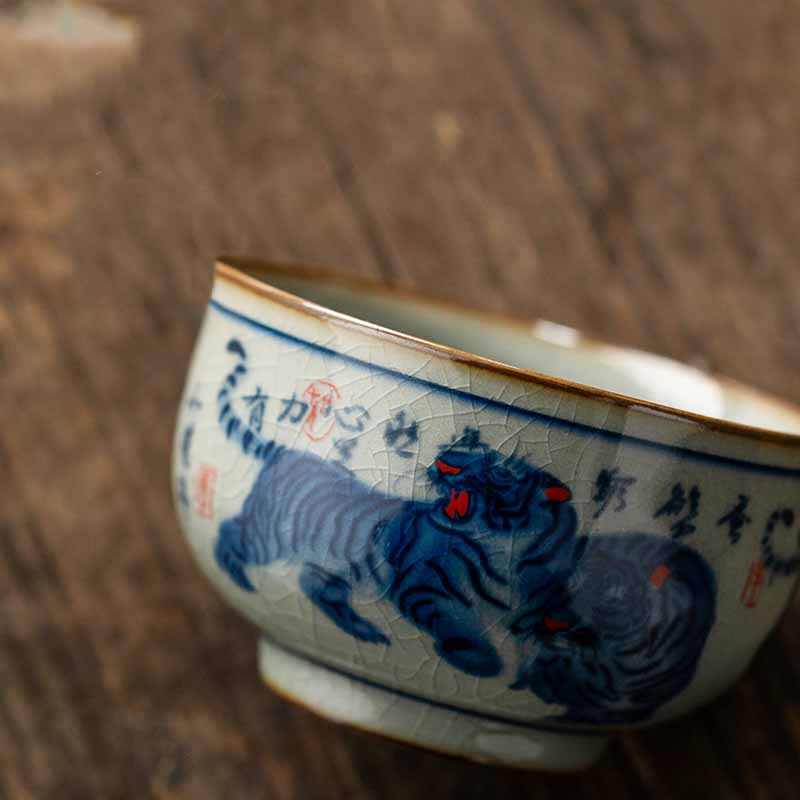 Jingdezhen Hand Painted Tiger Ceramic Teacup 140ml - Image 8