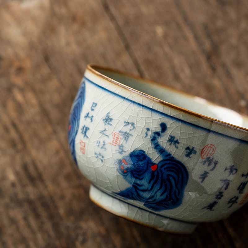 Jingdezhen Hand Painted Tiger Ceramic Teacup 140ml - Image 9
